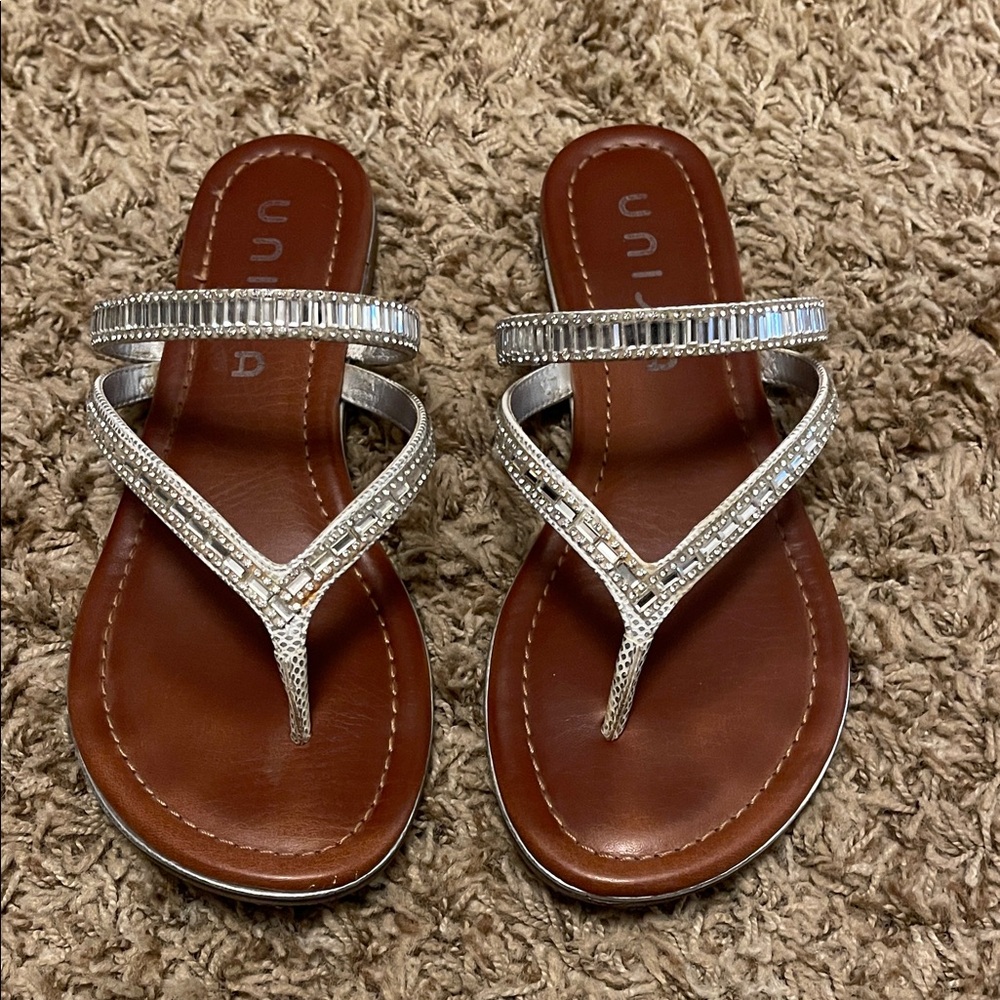 Unisa Silver and Brown Sandals sz8